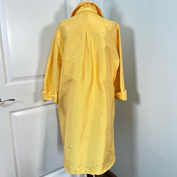 Neiman Marcus 100% In bright yellow Silk Vintage shirt dress size L - Picture 9 of 12